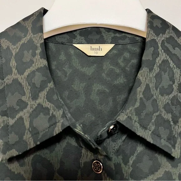 Hush Jacquard Leopard Jumpsuit Green Animal Print 70’s Retro Disco US 12 UK 10 - Picture 8 of 15